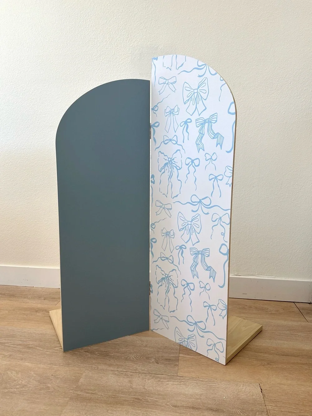 NEW 42”H Arched Wood Party Backdrop - “Baby Blue & Bows” PROMO PRICE TIL 9/30
